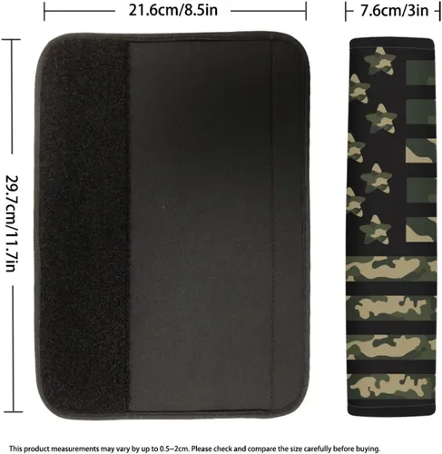 Miniatura 5 de LedBack Fundas para cinturón de seguridad de coche con diseño de bandera americana y camuflaje, paquete de 2, almohadilla universal para cinturón