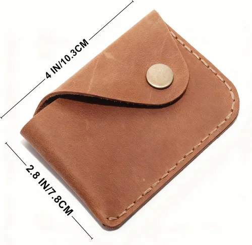 Miniatura 46 de Cartera organizadora de tarjetas de bolsillo frontal cosida a mano minimalista de cuero genuino para tarjetas, billetera con tarjetero pequeño, Negro