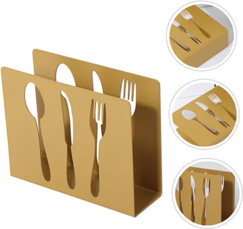 Miniatura 8 de MAGICLULU Square Metal Napkin Holder with Hollow Cutlery Design, Upright Tissue Storage Stand for Restaurant and Household, Modern Style Napkin Rack