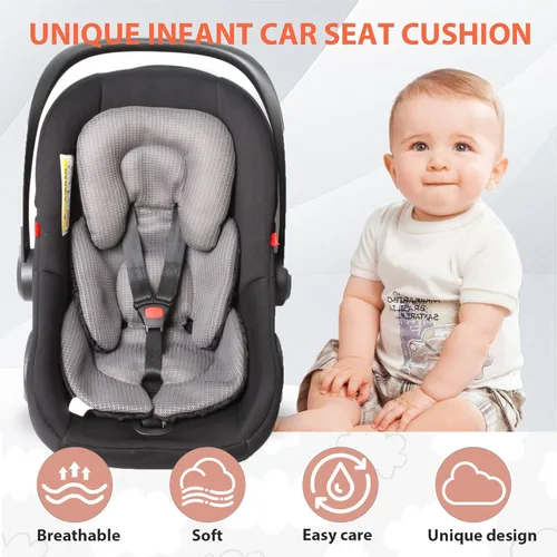 Miniatura 4 de Inserto para asiento de automóvil infantil, cojín reversible 2 en 1 para asiento de automóvil para recién nacido, soporte para la cabeza y el Negro