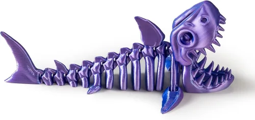 Miniatura 9 de Juguete de tiburón articulado impreso en 3D, divertido diseño de esqueleto móvil para decoración de escritorio, antiestrés y descompresión, lindo