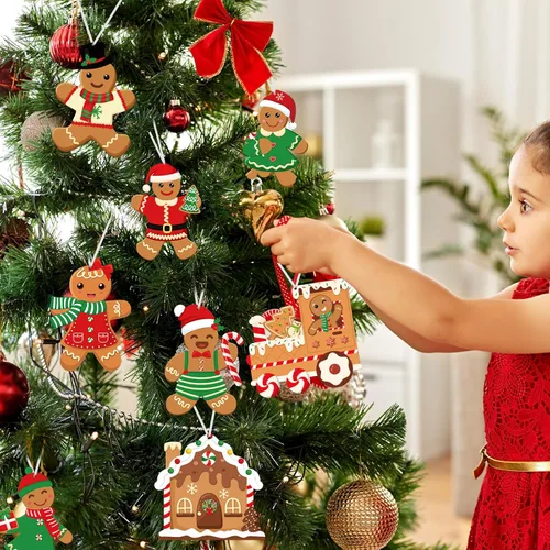 Miniatura 5 de Funrous Kit de Manualidades de Hombres de Pan de Jengibre de Navidad de 48 Piezas Haz Tu Propio Hombre de Pan de Jengibre Adornos Colgantes