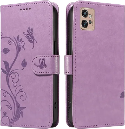 Miniatura 72 de Funda para Motorola Moto E22/E22i, piel sintética, con tarjetero y correa para la muñeca, a prueba de golpes, funda magnética para Motorola Moto Rojo