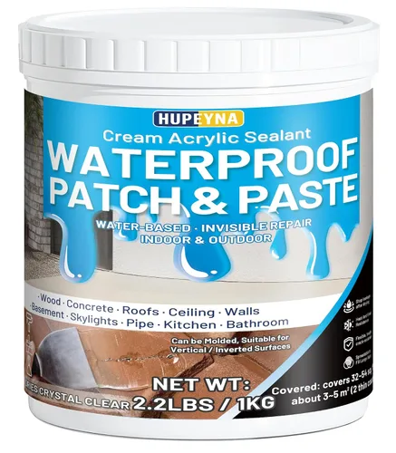 Pasta selladora impermeable para parche y sellado de goma, 2.2lbs Pasta transparente anti-filtraciones invisible para reparación de superficies