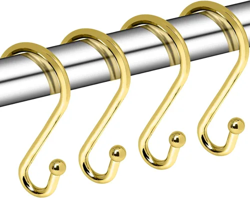 Miniatura 10 de Ganchos de metal para cortina de ducha, juego de 12, anillos para cortina de ducha a prueba de óxido, ganchos duraderos en forma de S para cortinas