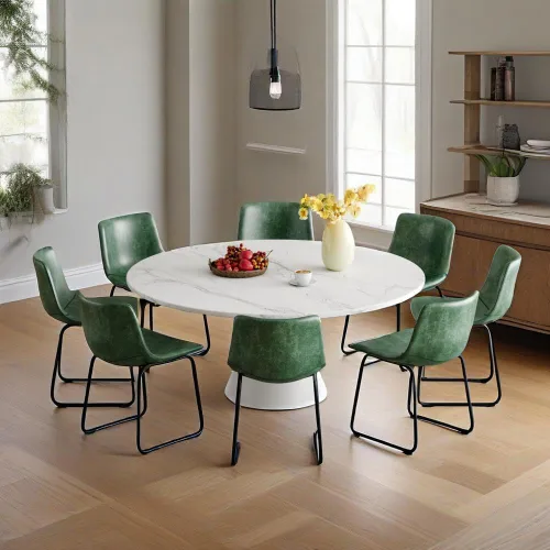 Miniatura 48 de YaFiti - Juego de 2 sillas de comedor de 18 pulgadas, sillas modernas tapizadas para comedor con cojines de piel sintética y patas de metal, silla