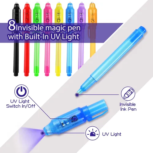 Miniatura 2 de 16 bolígrafos mágicos de tinta invisible para niños, recuerdos mágicos de fiesta, bolígrafo de tinta invisible para escribir mensajes secretos