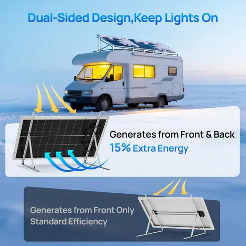Miniatura 3 de ECO-WORTHY Panel solar tipo N de 100 W, panel solar de 12 V y 100 vatios con módulo fotovoltaico monocristalino de 25 % de eficiencia, paneles