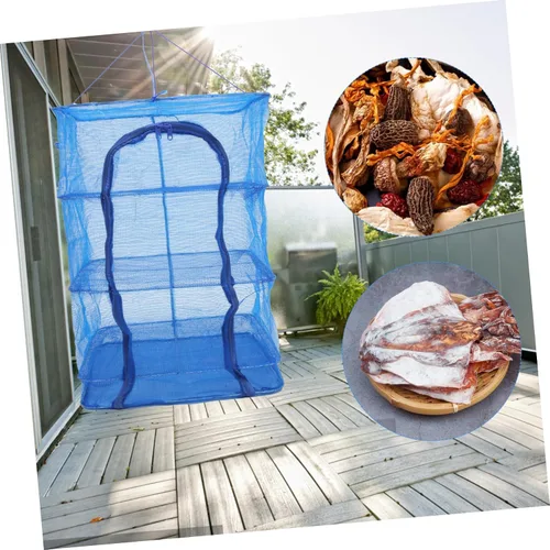 Miniatura 6 de Red de secado plegable para jaula de pescado para alimentos Rejilla de secado de ropa Estante de secado de lavandería plegable Frutas Verduras Jaula