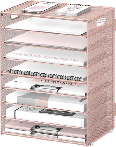 Miniatura 13 de DALTACK - Organizador de escritorio con bandeja de cartas de 9 niveles con asas, organizador de archivos de malla, organizador de escritorio