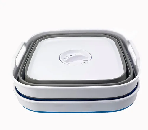 Miniatura 2 de SAMMART Sartén plegable de 10 L (2.64 galones) con tapón de drenaje, lavabo de lavado plegable, tina portátil para lavar platos, bandeja