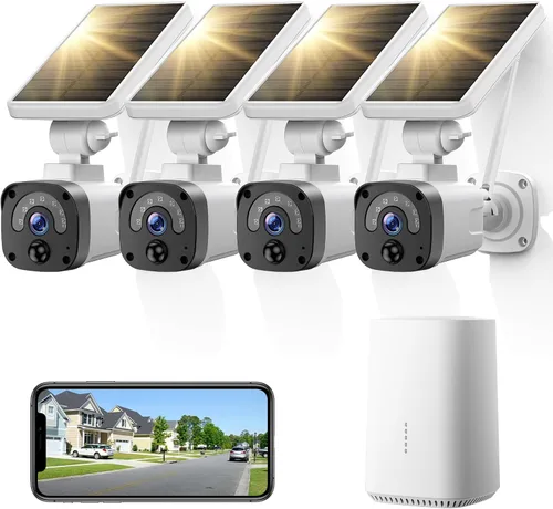 Cámara solar de 2.5K inalámbrica para exteriores, sistema de cámara de seguridad para el hogar de 4MP, cámara de seguridad alimentada por batería,