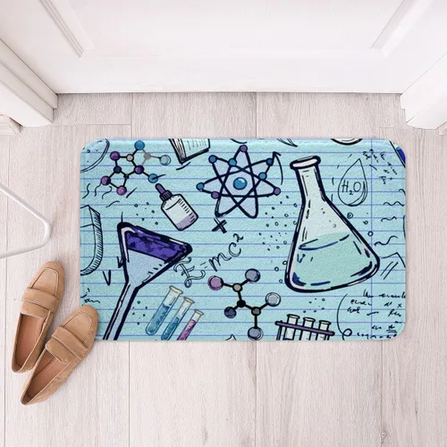 Miniatura 10 de Erosebridal Alfombras con temática científica para niños y niñas, tapete de baño con fórmula científica para el regreso a la escuela, estilo Multi 1