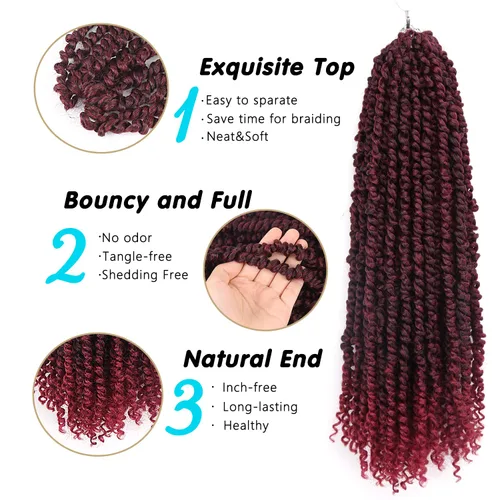 Miniatura 3 de Pelo de Passion Twist – Cabello de ganchillo de 24 pulgadas para mujer, 8 paquetes de cabello rizado pretrenzado de ganchillo Passion Twists Tbug