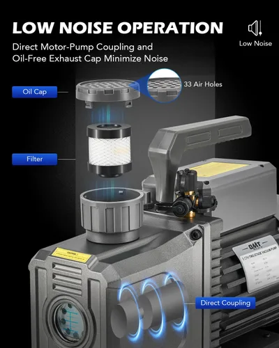 Miniatura 3 de Orion Motor Tech Bomba de vacío de 2 etapas, bomba de vacío de paletas rotativas HVAC de 9 cfm 3/4 hp con vacío definitivo de 1.5 micrones, bomba
