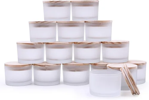 Miniatura 28 de SHOWIN Tarros gruesos para hacer velas, 16 unidades, tarros vacíos de 7 onzas con tapas de madera para hacer velas, contenedor de muestra