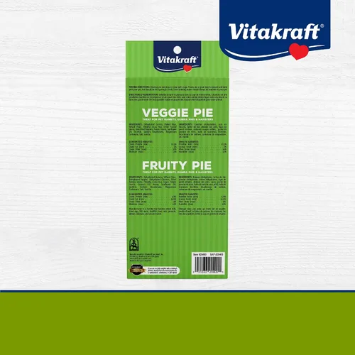 Miniatura 8 de Vitakraft Veggie & Fruity Pie Treat para conejos de mascotas, conejillos de indias y hámsters, 2 pasteles, marrón, 24 x 50 pulgadas, 1.27 onzas