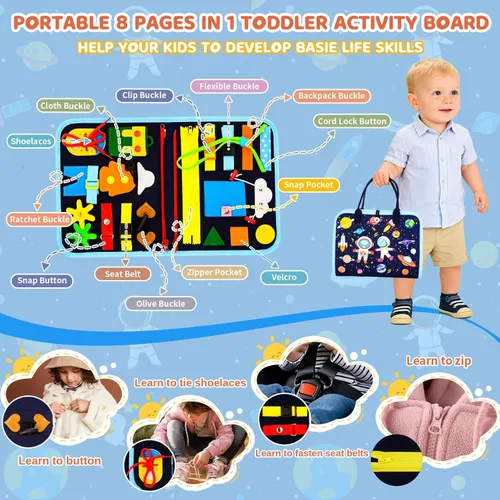 Miniatura 2 de Tablero Montessori para niños pequeños de 1 a 3 años, regalos de cumpleaños para niños, tablero educativo Montessori para libros ocupados