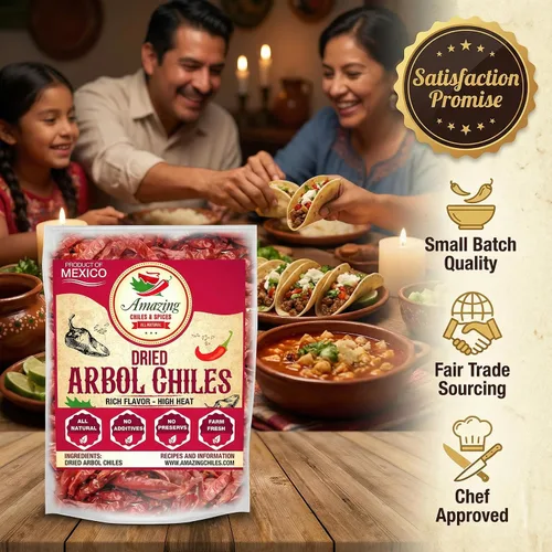 Miniatura 6 de Chile De Arbol 4oz - Chiles rojos enteros secos, premium totalmente naturales sin tallo, bolsa resellable. Usar en platos mexicanos, chinos