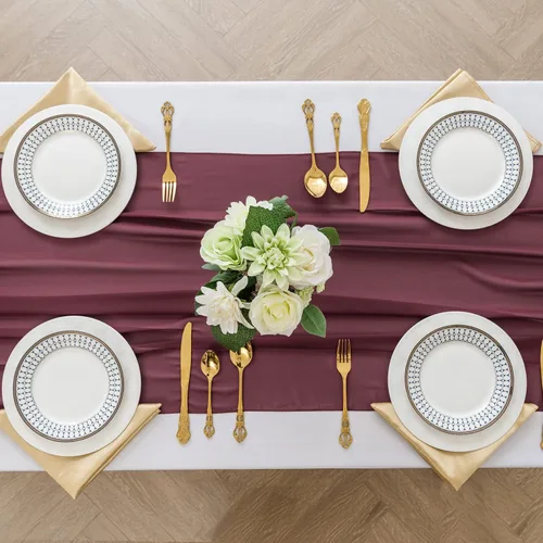 Miniatura 2 de Paquete de 6 caminos de mesa de gasa de 9 pies de 14 x 108 pulgadas, camino de mesa romántico transparente para boda, fiesta de cumpleaños
