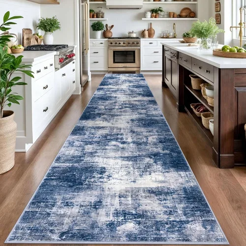 Miniatura 659 de IOHOUZE Alfombra abstracta lavable de 3 x 12 pies para pasillos, antideslizante para cocina, camino de entrada de lana sintética para interiores