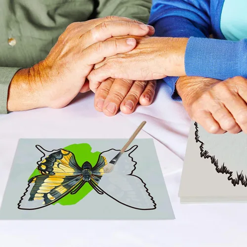 Miniatura 7 de 20 piezas de productos de demencia para ancianos con 1 pincel de pintura con tema de animales, juguetes reutilizables para pintura al agua, juguetes