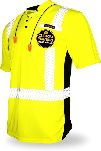 KwikSafety - Camisas de seguridad de manga corta premium [collares de lujo] Clase 2 Hi Vis Camisas para hombres ANSI OSHA Camisas de alta