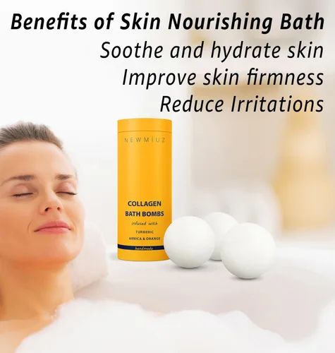 Miniatura 2 de Bombas de baño de colágeno, regalo de espuma de baño de lujo, para hidratación de piel seca, hidratante, cúrcuma, árnica, naranja, aceite esencial