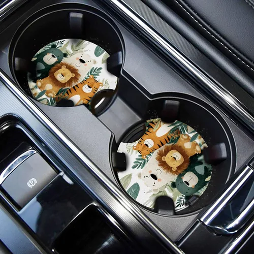 Miniatura 22 de WOCOCN Posavasos para automóvil, portavasos para automóvil, 2.75 pulgadas, antideslizantes y absorbentes, bonitos accesorios interiores para Negro