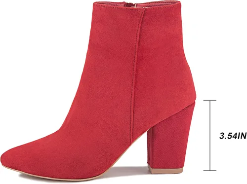 Miniatura 3 de Jiu du Botines de tacón alto para mujer, con puntera puntiaguda, con cremallera lateral, tacones altos, botas cortas