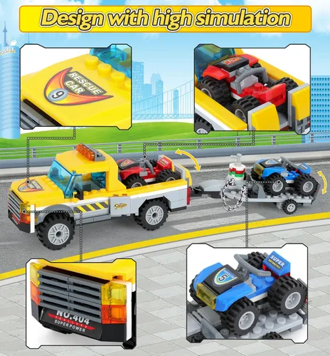 Miniatura 2 de City Race Buggy Transporter - Juego de construcción de 324 piezas 3 en 1 para camiones de servicio urbano, vehículos STEM, juguetes de construcción