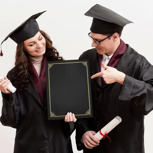 Miniatura 5 de GNL Soportes para certificados - 10 paquetes de soportes para diplomas negros, cubiertas para certificados con borde de lámina dorada, para papel