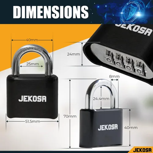 Miniatura 2 de Jekosa® JKB/50 [Weatherpoof] Cerradura de combinación resistente al aire libre - Cerradura con código de 4 dígitos [sin llave] - Ideal para puerta