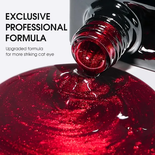 Miniatura 2 de Esmalte de uñas de gel magnético Cat Eye (rojo + verde tesoro), 0.34 onzas líquidas (paquete de 1)
