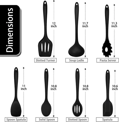 Miniatura 2 de P&P CHEF Juego de 7 utensilios de cocina de silicona, a prueba de calor, para utensilios de cocina antiadherentes, espátula antiadherente, espátula
