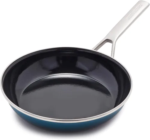 Miniatura 18 de Merten & Storck Utensilios de cocina esmaltados con núcleo de acero hecho a mano europea, sartén de 3 cuartos de galón con tapa, inducción, sin PFAS