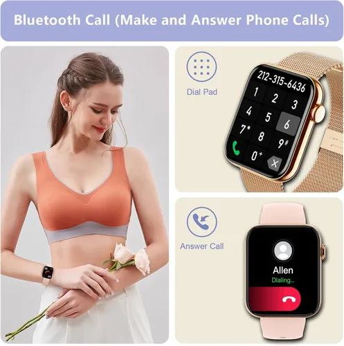 Miniatura 6 de Reloj inteligente para mujeres y hombres (respuesta/hacer llamadas) 1.85 pulgadas HD Fitness Tracker Smartwatch para Android iPhone con seguimiento