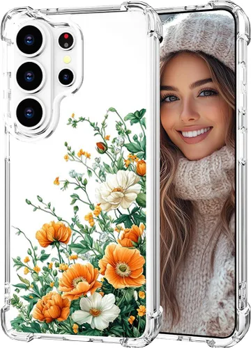 Miniatura 20 de Hungo Funda compatible con Samsung Galaxy S23 con diseño floral y bonito diseño transparente, femenino para mujeres y niñas, con hermoso clavel