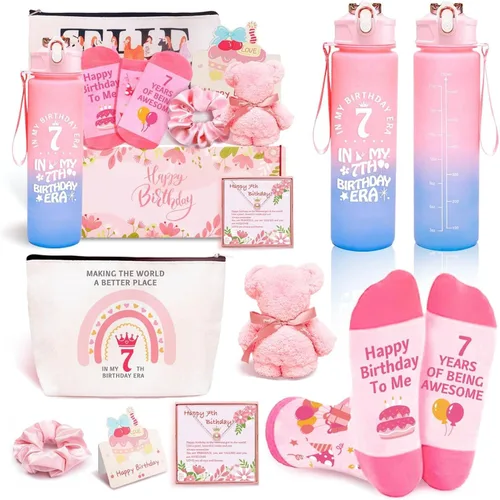 Regalos para niña de 7 años, regalos de 7º cumpleaños para niña, ideas para hija, decoraciones divertidas de 7º cumpleaños para su hermana, sobrina,
