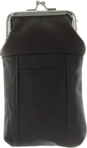 Estuche para cigarrillos y encendedor de cuero en elección de color, para mujer, 5 3/4" x 3 3/4", Café Oscuro
