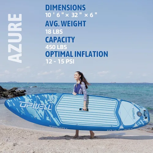 Miniatura 4 de UPWELL 11’6”/11'2”/11'/10'8”/10'6”/10'2” Inflatable Stand Up Paddle Board with sup Accessories Including Backpack, Repairing Kits, Non-Slip Deck