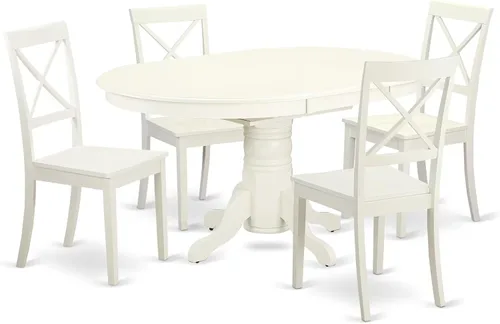Miniatura 11 de East West Furniture AVBO5-LWH-LC - Juego de comedor de 5 piezas que incluye una mesa de comedor ovalada con hoja de mariposa y 4 sillas tapizadas