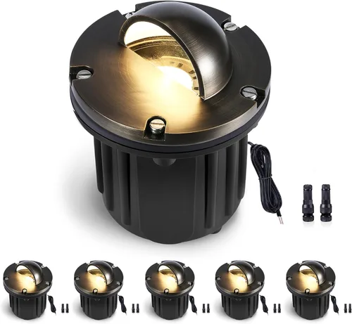 Miniatura 22 de Gardenreet - Luz de pozo de latón de 12 V para exteriores, impermeable, iluminación de paisaje, faro superior de bajo voltaje LED Ip65, bronce