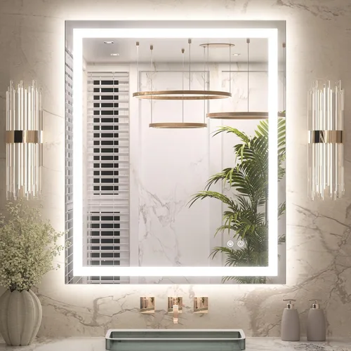 Miniatura 21 de Keonjinn - Espejo de baño LED de 24x32 pulgadas con luz, iluminación frontal y trasera, espejos iluminados para la pared del baño con luces