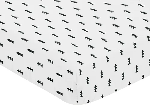 Miniatura 3 de Sábana bajera ajustable para cuna de árbol triangular en blanco y negro para Bear Mountain Colección de acuarela por Sweet Jojo Designs Árbol Geo