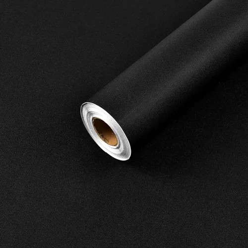 Miniatura 10 de Papel tapiz negro de 17.51 x 118 pulgadas, despegar y pegar, extraíble, autoadhesivo, papel de contacto negro para armarios, dormitorio, baño