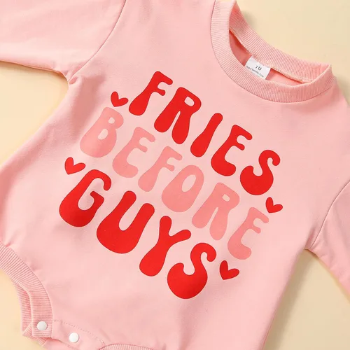 Miniatura 28 de Traje de bebé niña para el primer día de San Valentín, mameluco de burbujas con cuello redondo, sudadera linda para primavera y otoño