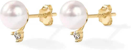 Miniatura 3 de PAVOI Aretes de perlas con botón de plata de ley 925 chapada en oro de 18 quilates Aretes de perlas cultivadas en agua dulce de calidad AAA+