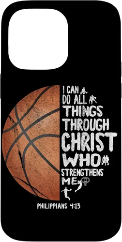 Miniatura 21 de Funda de baloncesto para iPhone 17 con texto en inglés "I can do All Things Through Christ Philippians