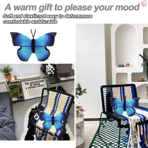 Miniatura 3 de Almohada de mariposa de 15.7 pulgadas, diseño de mariposa azul, juguete de peluche, decoración de regalos para niños